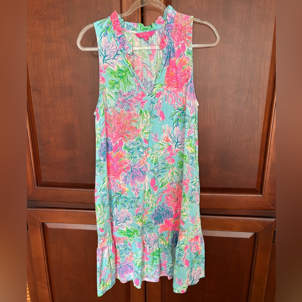 Lilly Pulitzer Malone Dress Celestial Blue Cay To My Heart Size Large